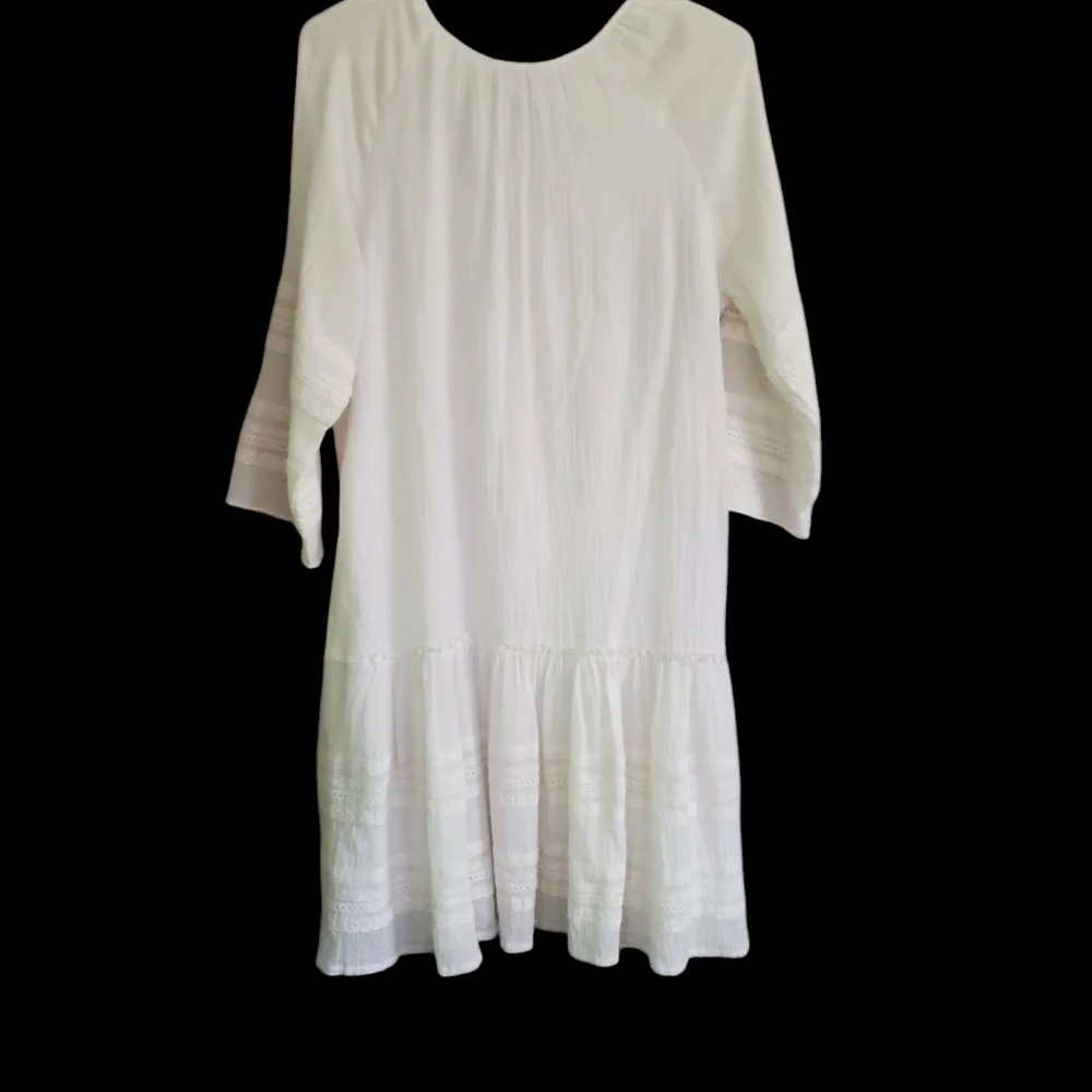 Sundance cataloge white cotton Gauze embroidered dress, size medium - Picture 9 of 12